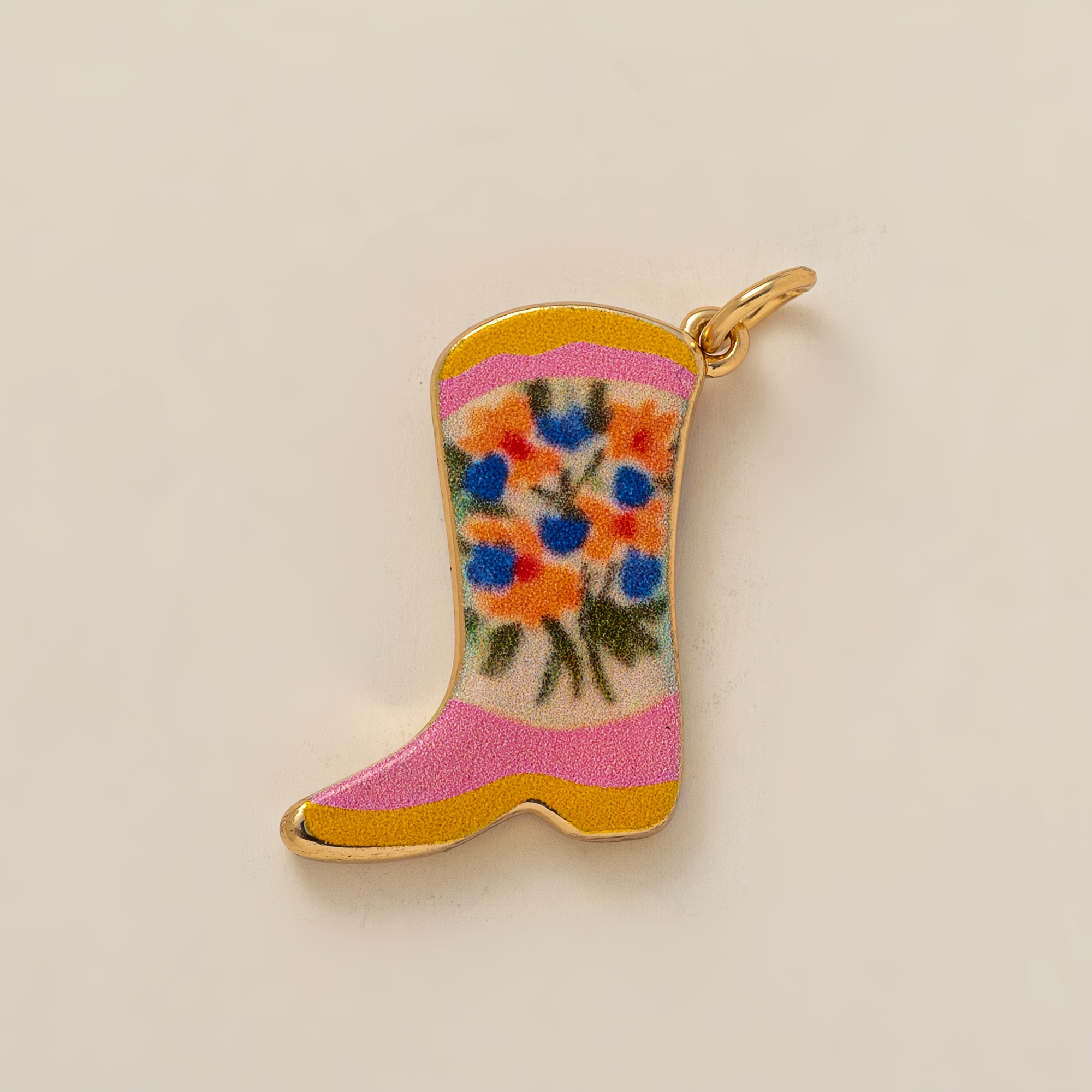 Bohemian Handmade Enamel Flower Pendant Necklace, Heart-Shaped Design